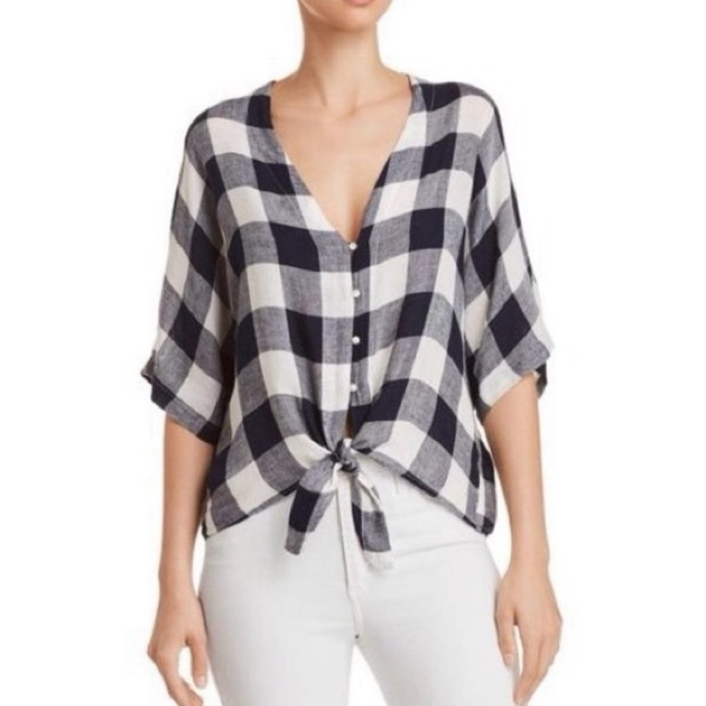 Rails Thea Admiral Check Tie Button Shirt Sz S